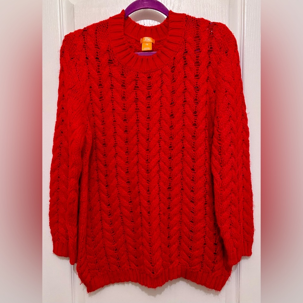 Red cable sweater
